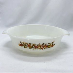 Vintage Anchor Hocking Fire King Casserole Dish Vegetable Harvest